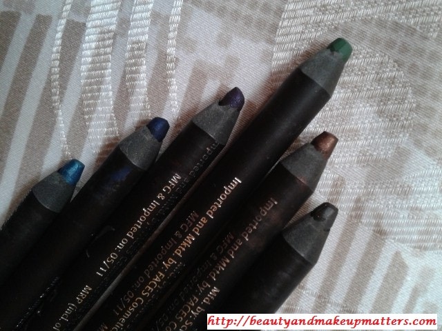 Faces-Long-Wear-Eye-Pencils-Gray-Navy-Blue-Dark-Green-Aqua-Blue-Purple-Metal-Brown