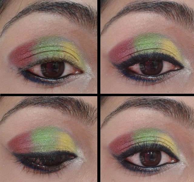 Yellow, Green and Pink Eye Makeup