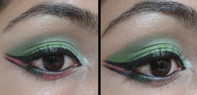 Today's Look - Green and Pink Eyes with dual winged Liner