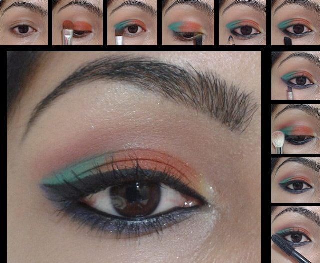 Eye Makeup Tutorial - Orange and Blue Eyes