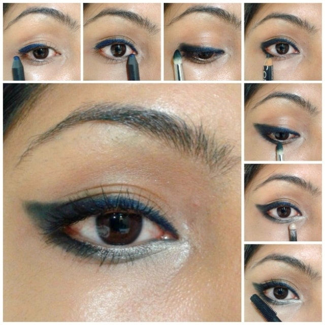 Eye Makeup Tutorial -Winged Style Black Blue Eyes