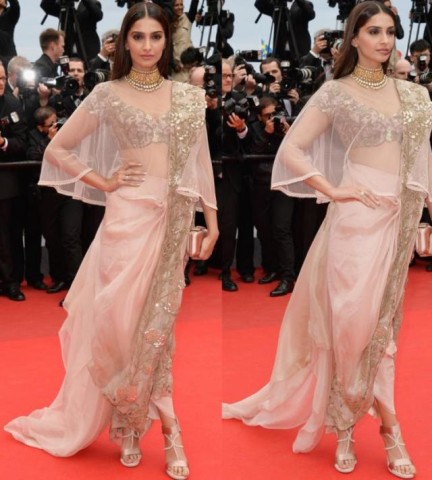 Sonam Kapoor at Cannes Film Festival 2014 in Anamika Khanna Saree