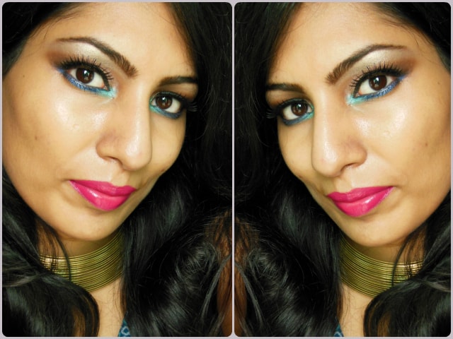 Makeup Look of the Day - Pop of blue and Fuchsia Lips