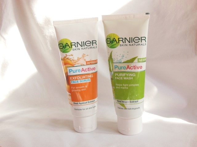 Garnier Pure Active Purifying Face Wash and Exfoliating Face Scrub Packaging
