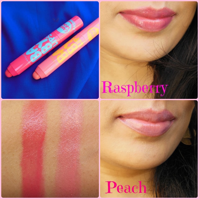 Maybelline Baby Lips Candy Wow Lip Balms Raspberry and Peach Look