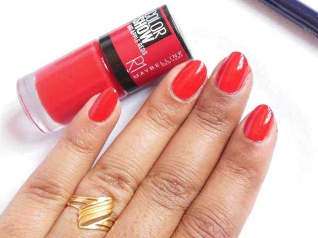 Maybelline Big Apple Reds Color Show Nail Polish Paint The Town Red R1 Nail Swatch