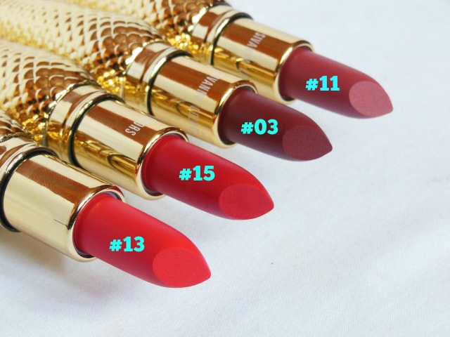 Sivanna Colors Gold Matte Lipsticks with Shade Details