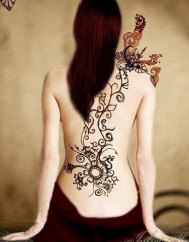 Chand Henna Tattoo Design for Back