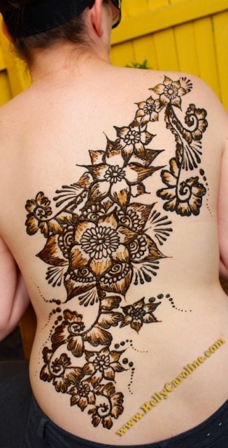 Floral Heena Tattoo Design for Back