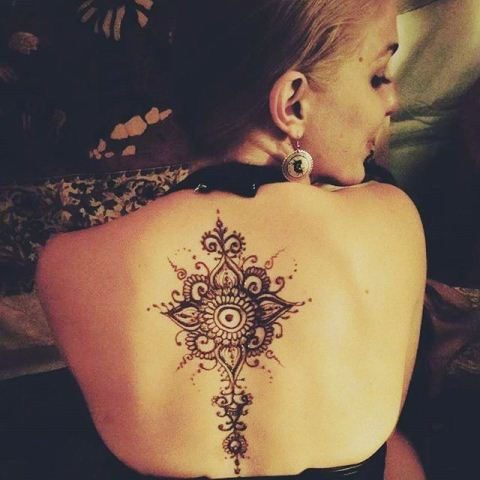 Simple Heena Tattoo Design for Back