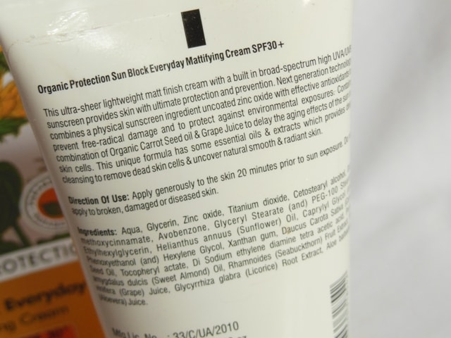 TBC Mattifying Sunblock SPF 30 Claims