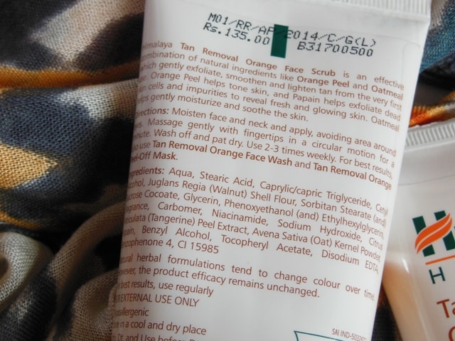 Himalaya Herbals Tan Removal Orange Face Scrub Ingredients