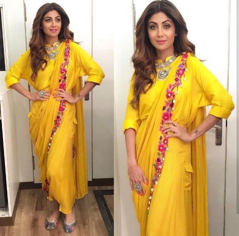 Saree Fashion Trend 2018 -Dhoti Style Saree Shilpa Shetty 2