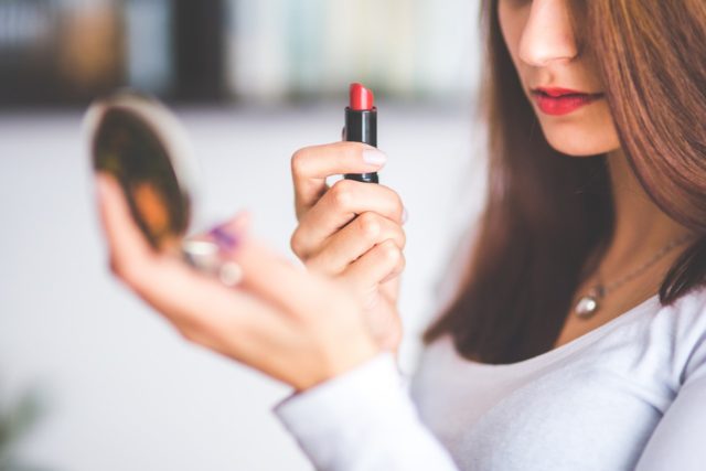 Fall Makeup Tip- Red Lipstick Brown Woman